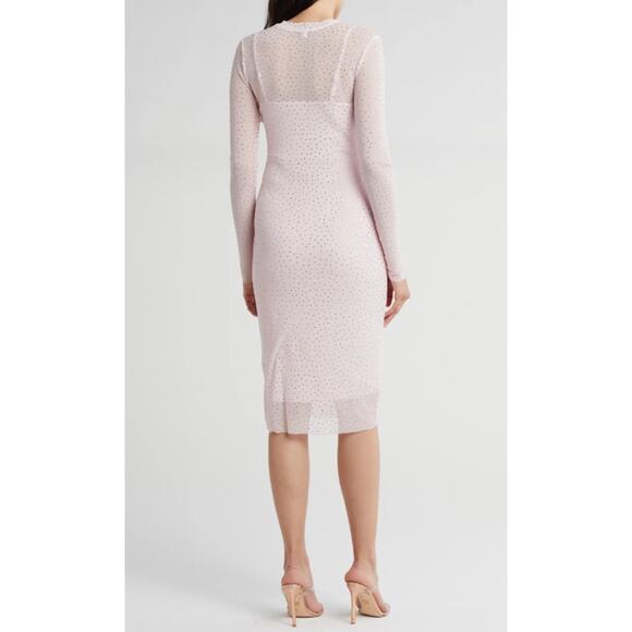 AFRM pink rhinestone mesh long sleeve midi dress - Picture 5 of 5